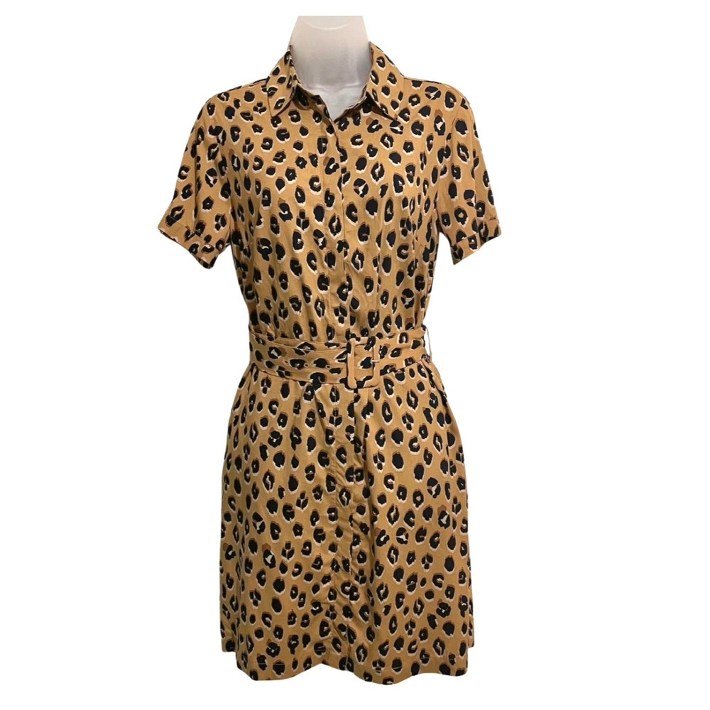 A New Day Leopard Print Collared Button Down Shirt Dress size XS